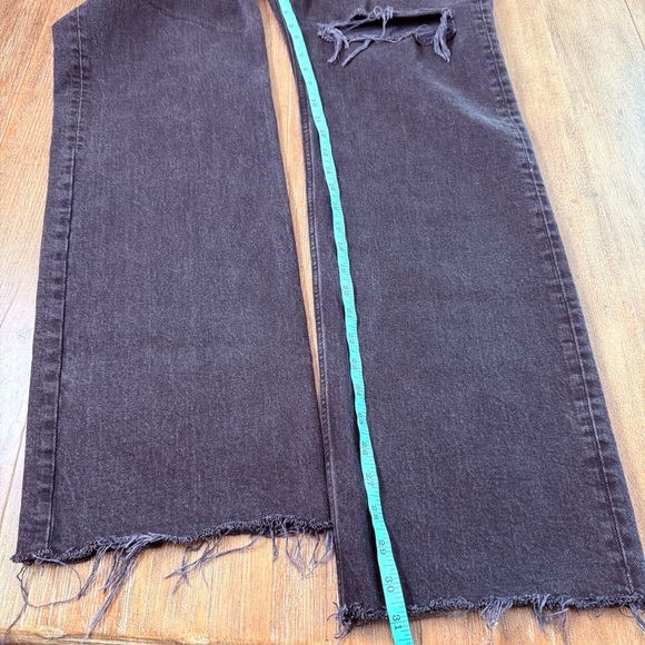 Abercrombie & Fitch Ultra High Rise Wide leg Jeans Black Torn Ripped Knee Baggy - Picture 9 of 13